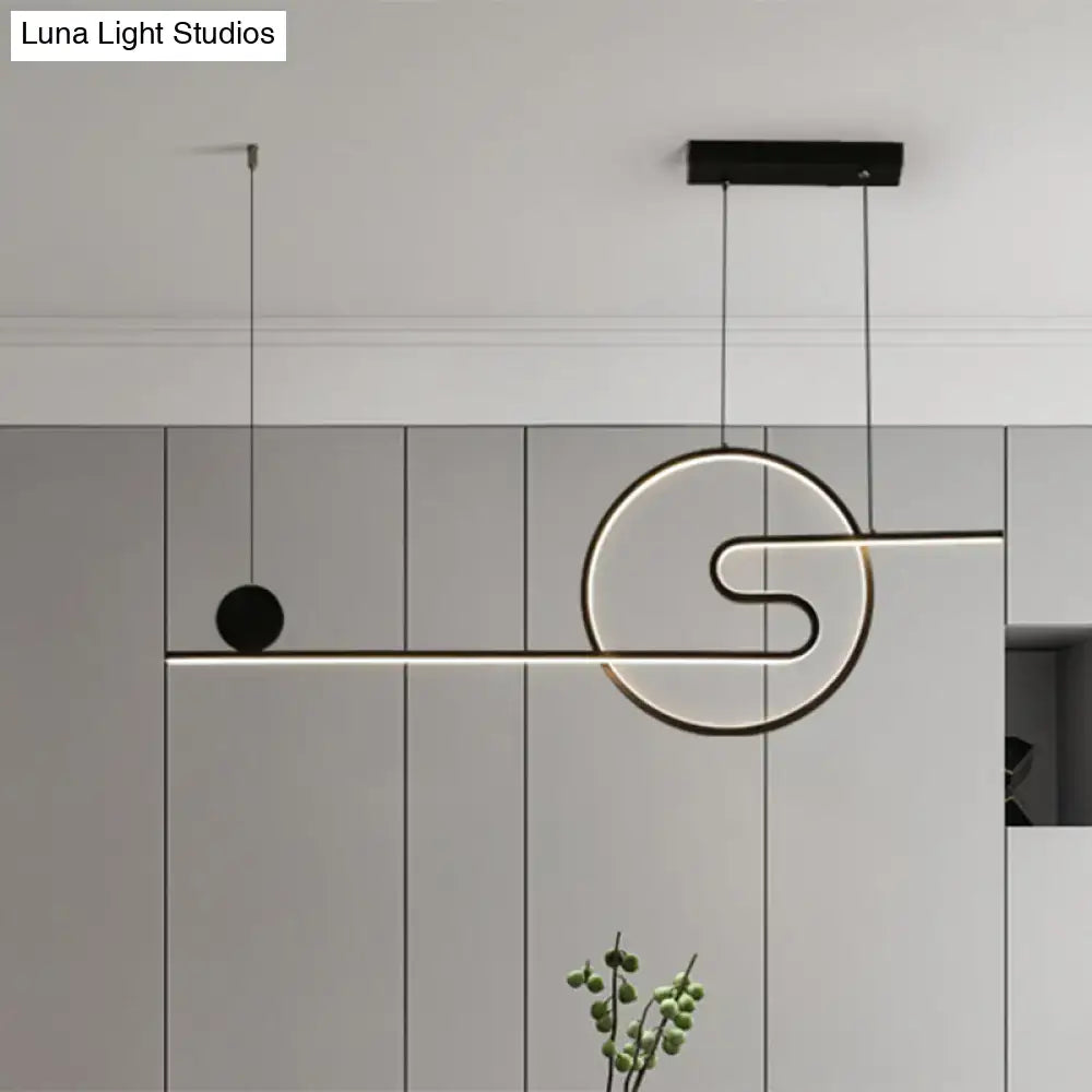 Modern minimalist sun and cloud island light black white gold kitchen