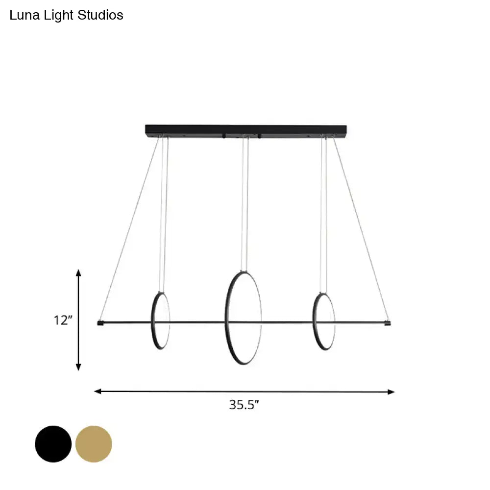 Modern gold & black minimalist led ceiling light dining room pendant