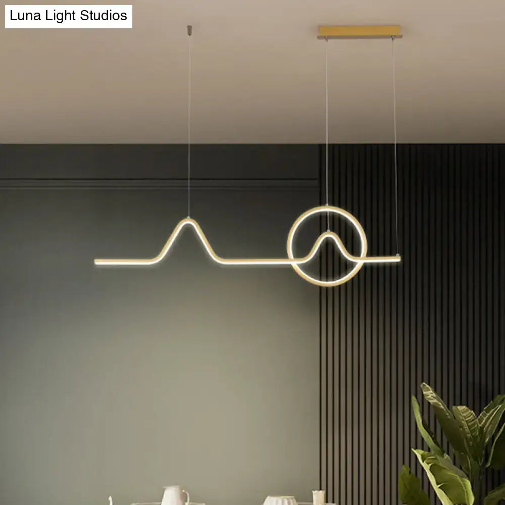 Modern black & white wave led pendant light – dining room art lighting