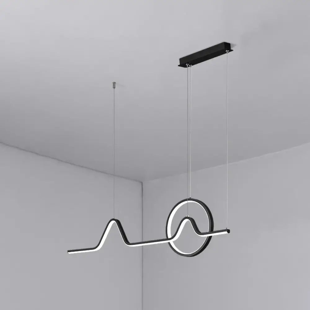 Modern black & white wave led pendant light – dining room art lighting