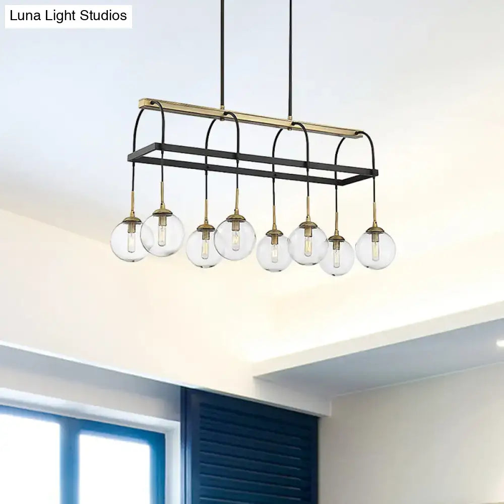 Minimalist arch island pendant black & gold kitchen clear glass light