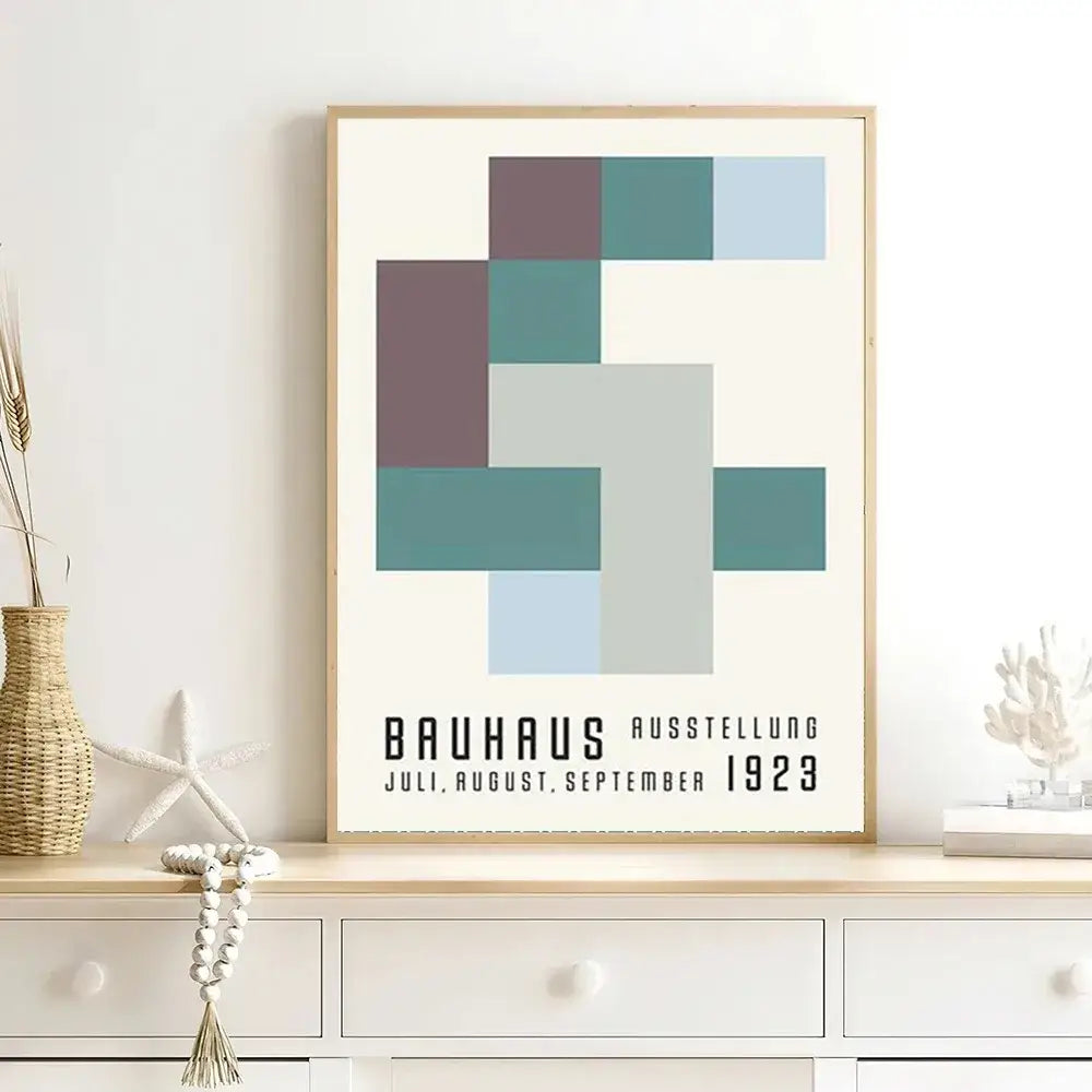 Bauhaus wavy striped black & white canvas print living room wall art