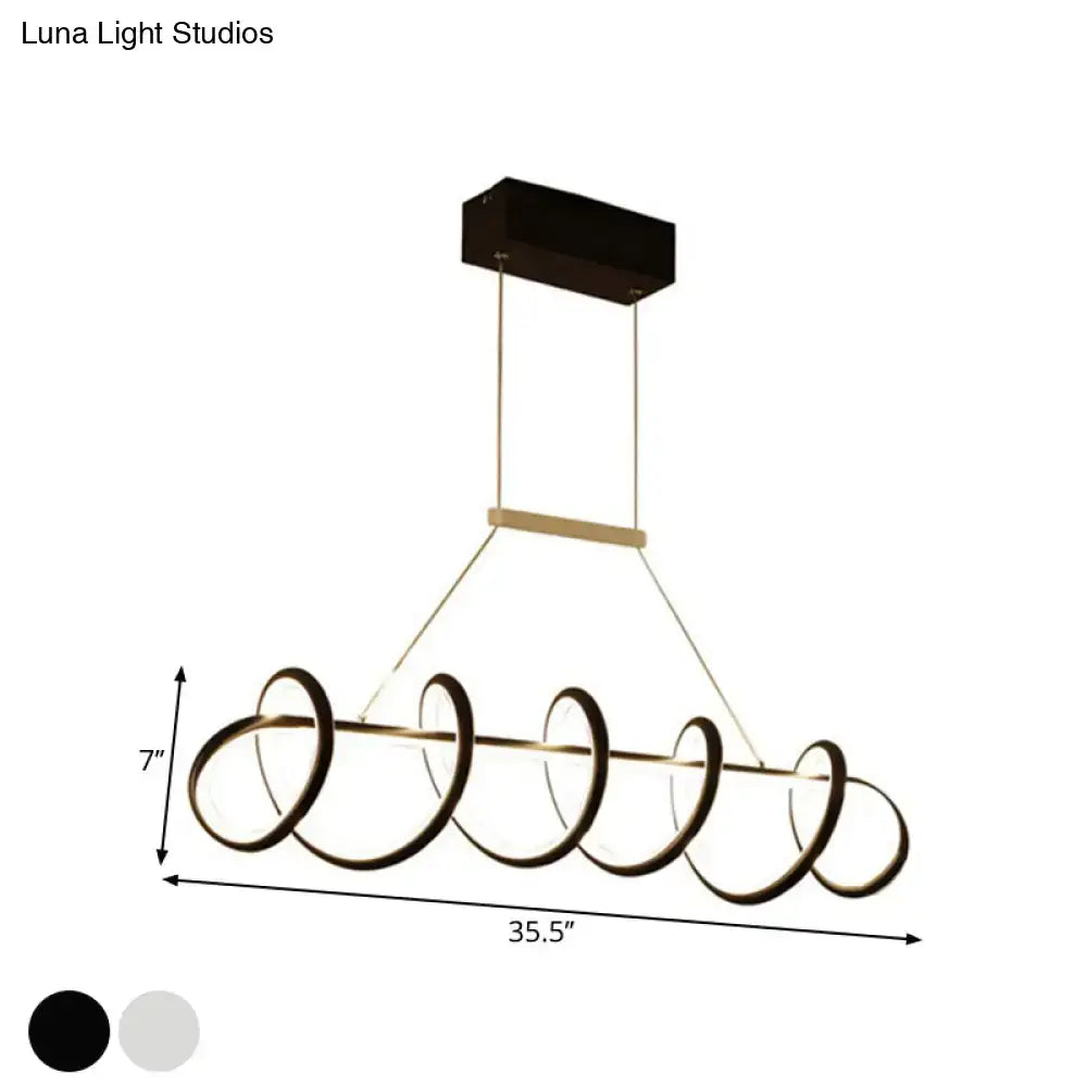 Modern white twisted ceiling light for dining room