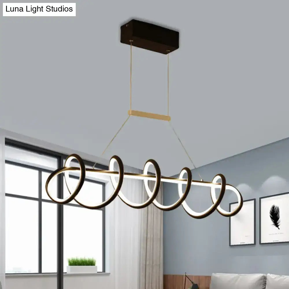 Modern white twisted ceiling light for dining room