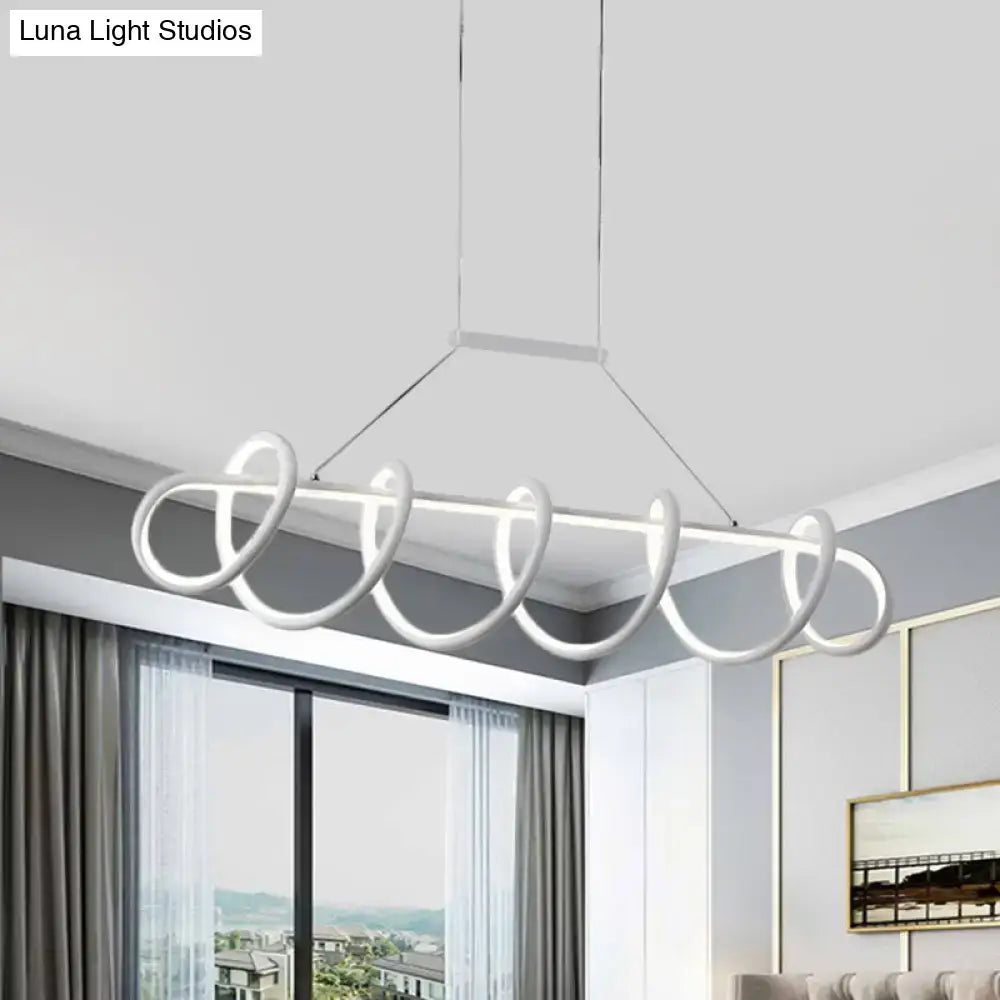 Modern white twisted ceiling light for dining room