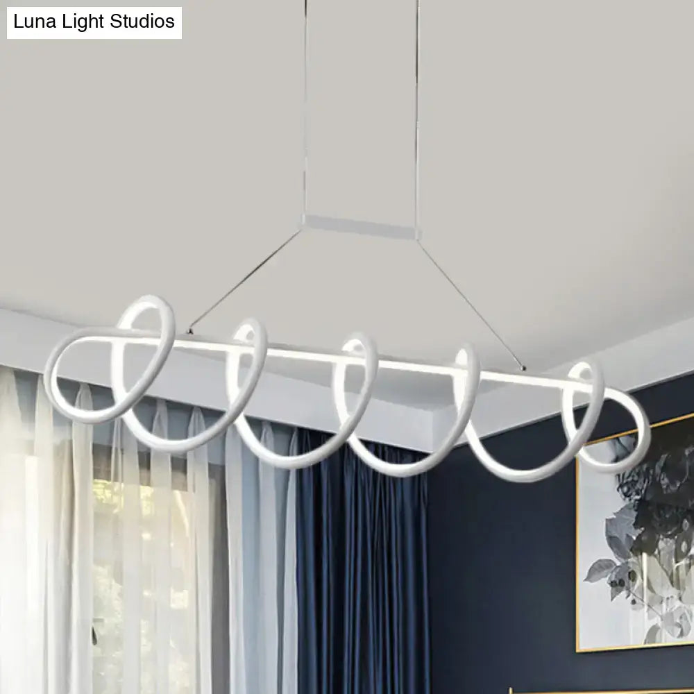 Modern white twisted ceiling light for dining room