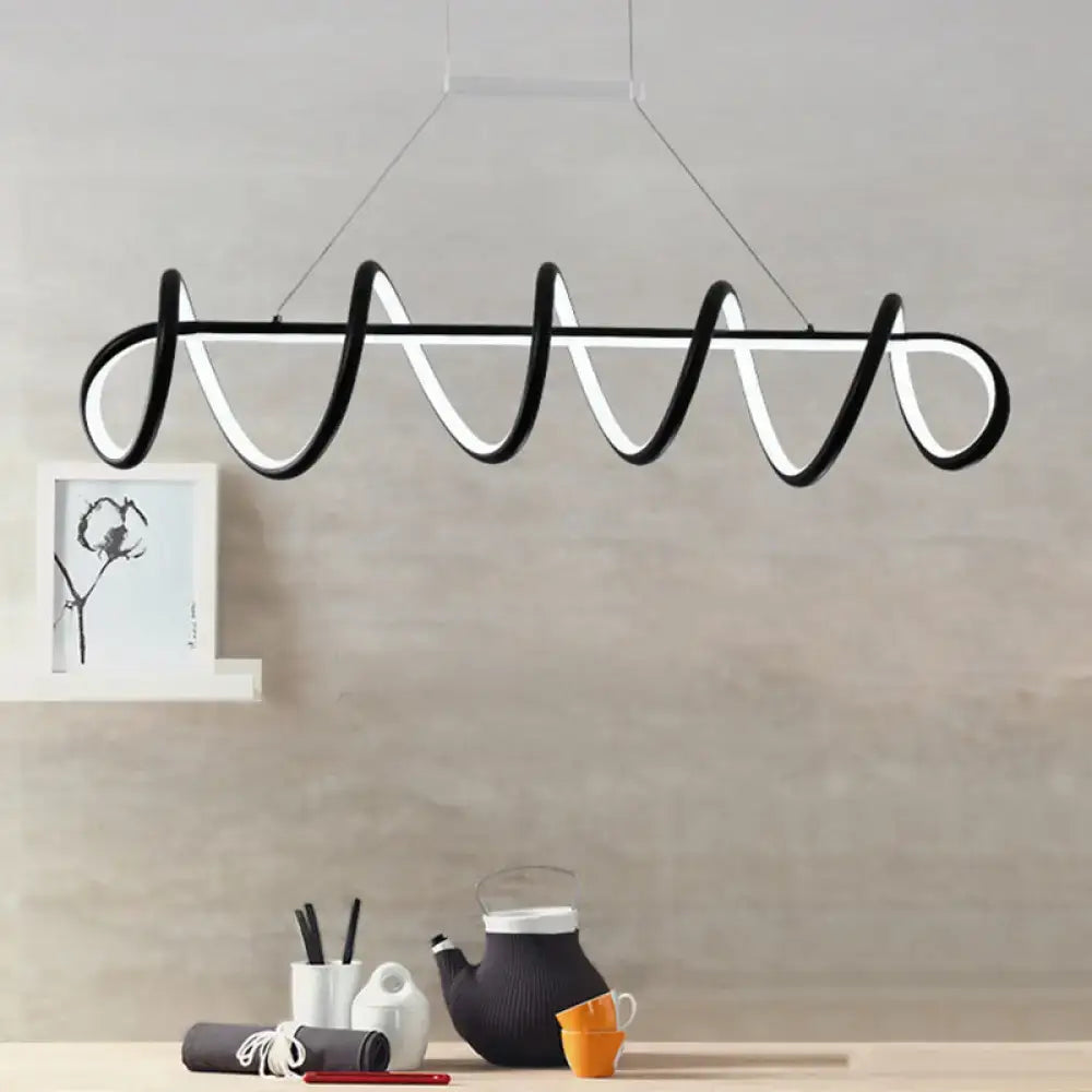 Modern white twisted ceiling light for dining room