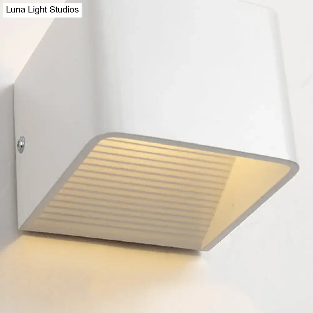 Modern minimalist cube shade sconce light black & white living room