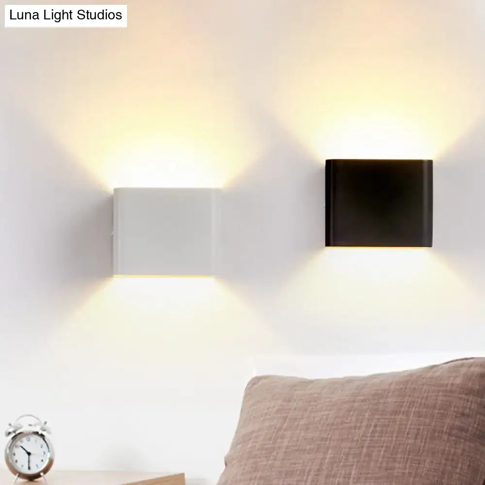 Modern minimalist cube shade sconce light black & white living room