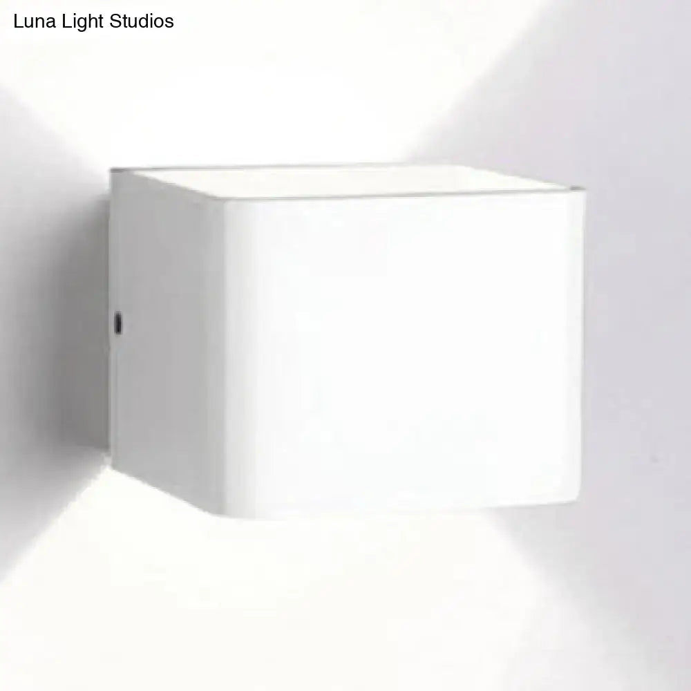 Modern minimalist cube shade sconce light black & white living room