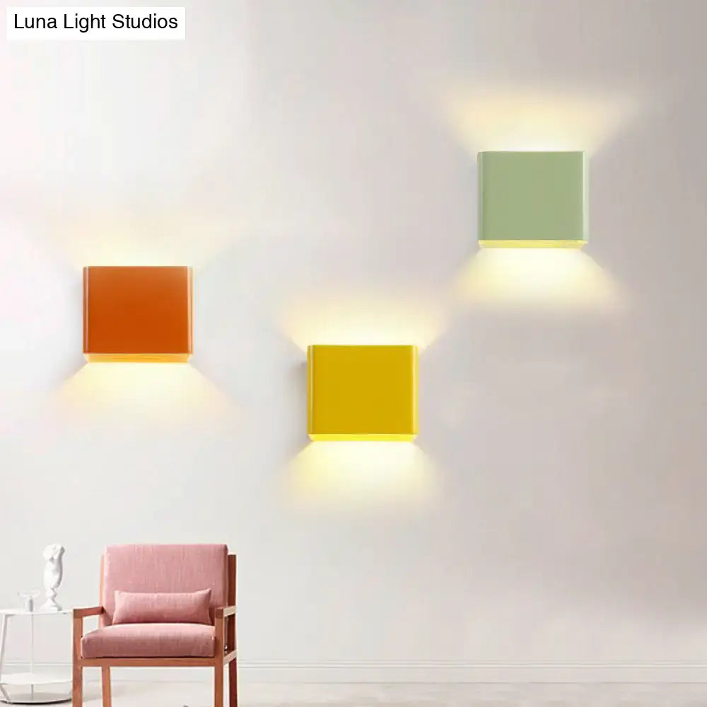 Modern minimalist cube shade sconce light black & white living room