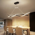 Modern minimalist linear led pendant light – dining room black & grey