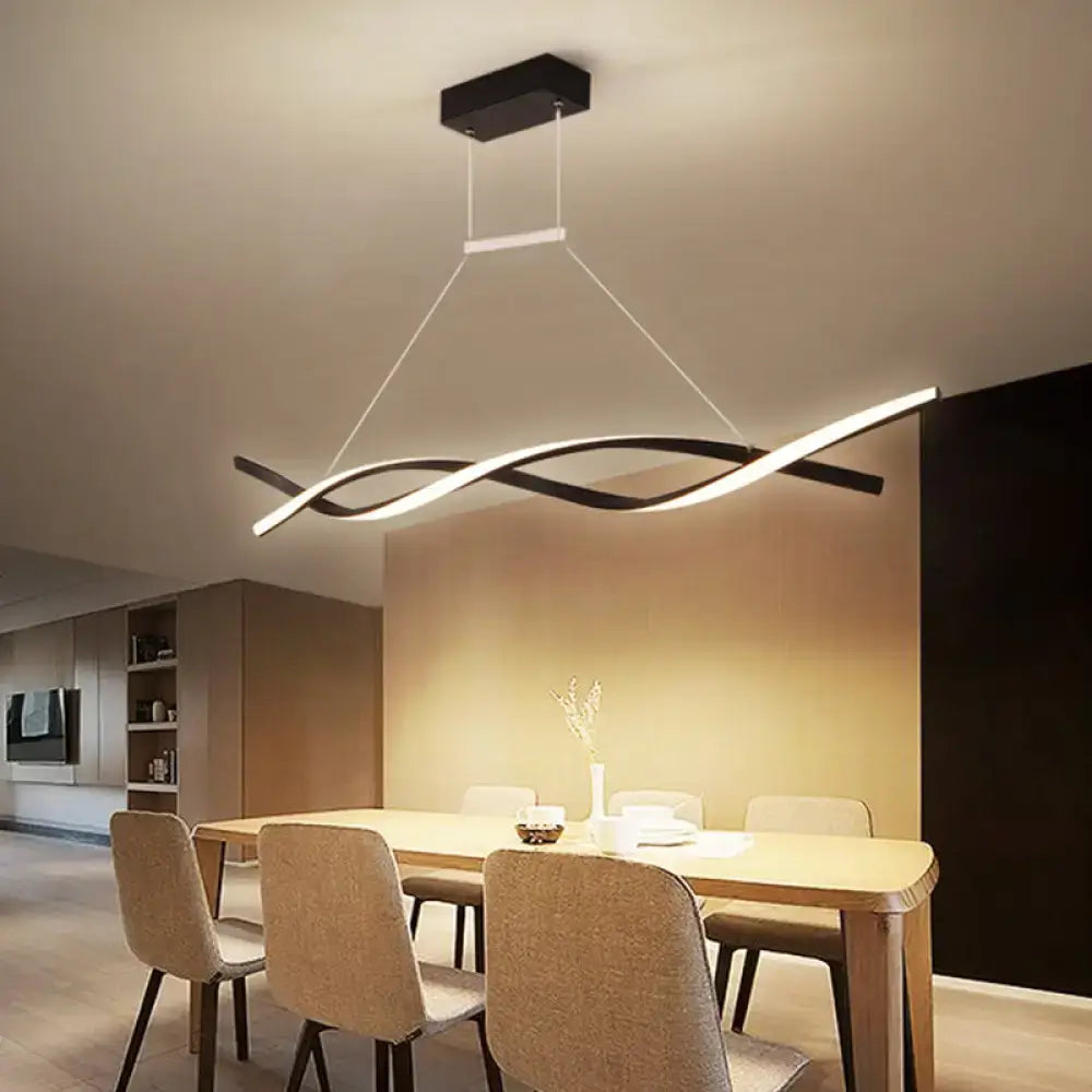 Modern minimalist linear led pendant light – dining room black & grey