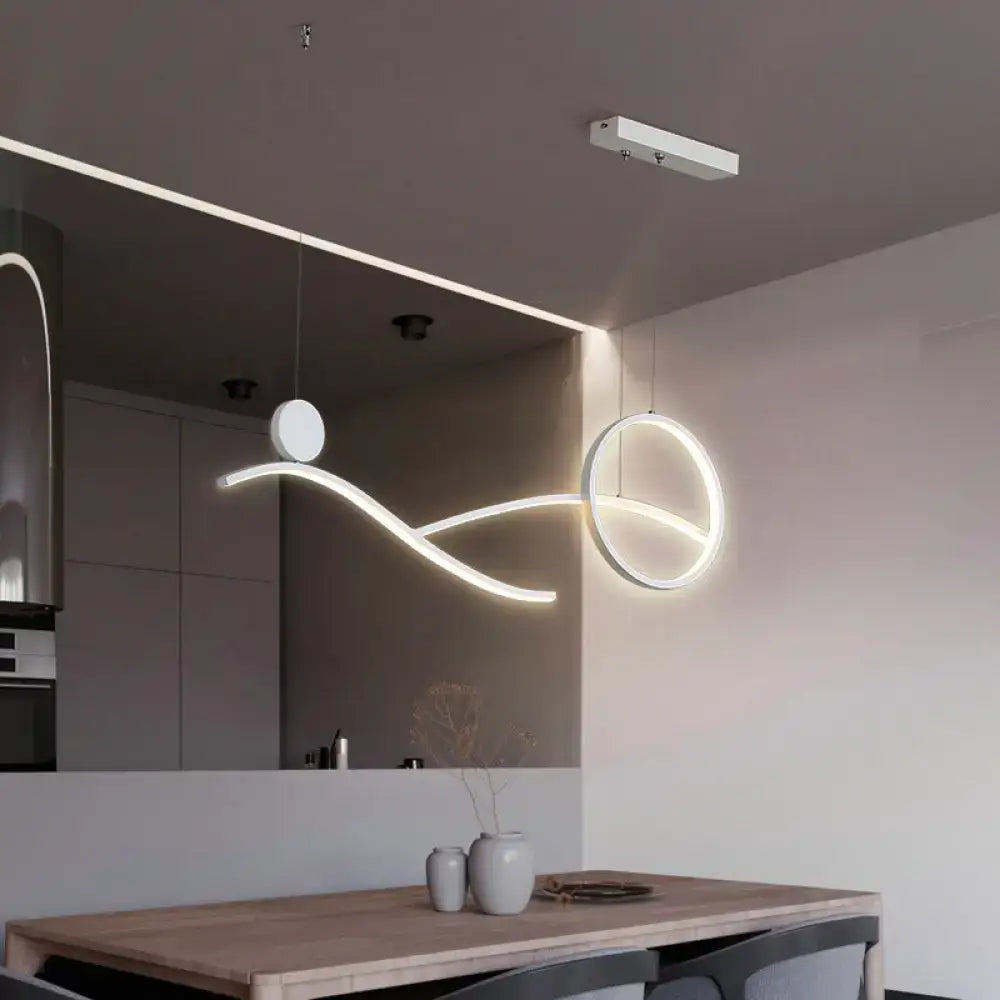 Modern chrome s shape led hanging light for dining room