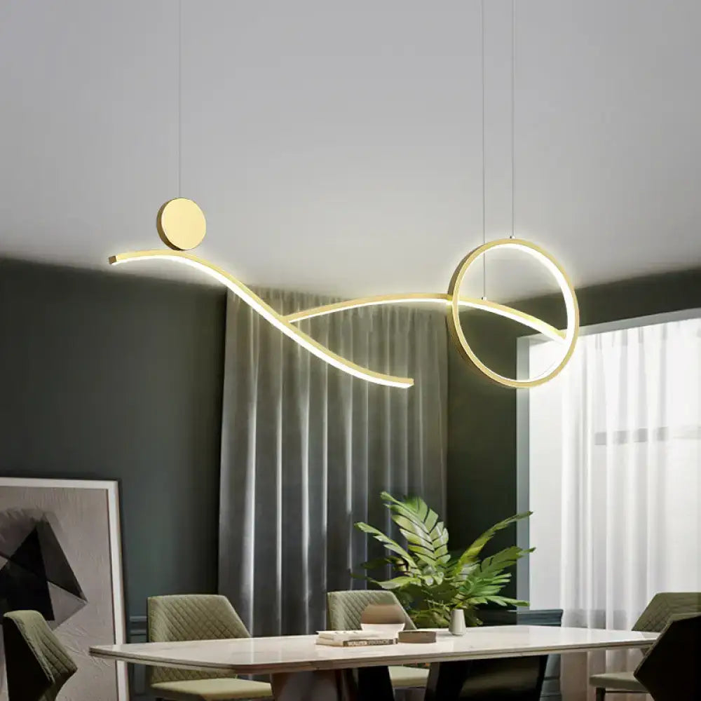 Modern chrome s shape led hanging light for dining room