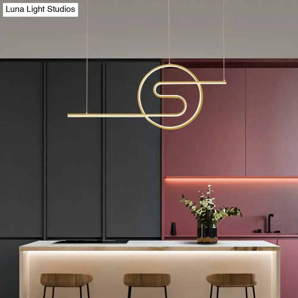 Modern chrome s shape led hanging light for dining room