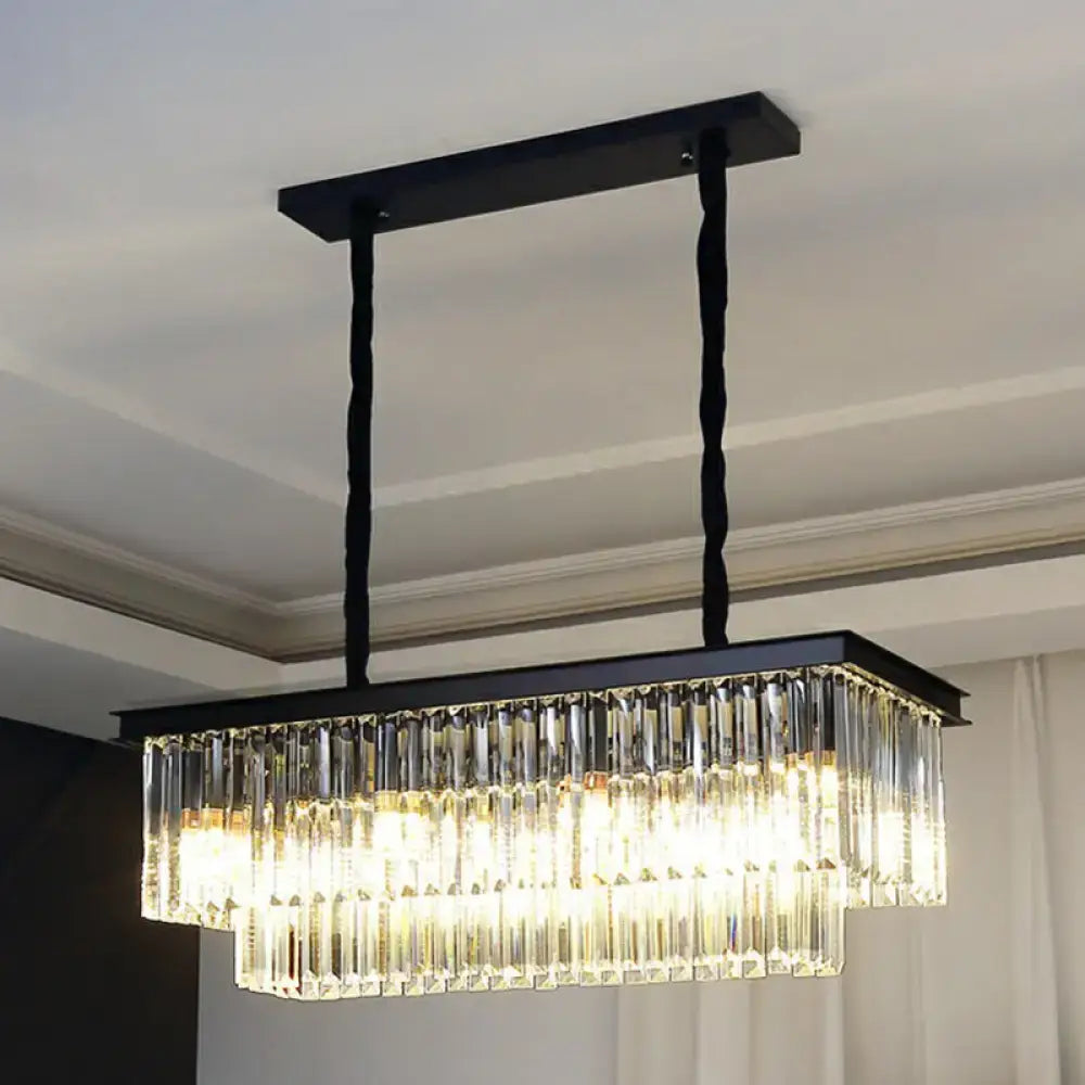 Minimalist black prismatic crystal pendant light kitchen island