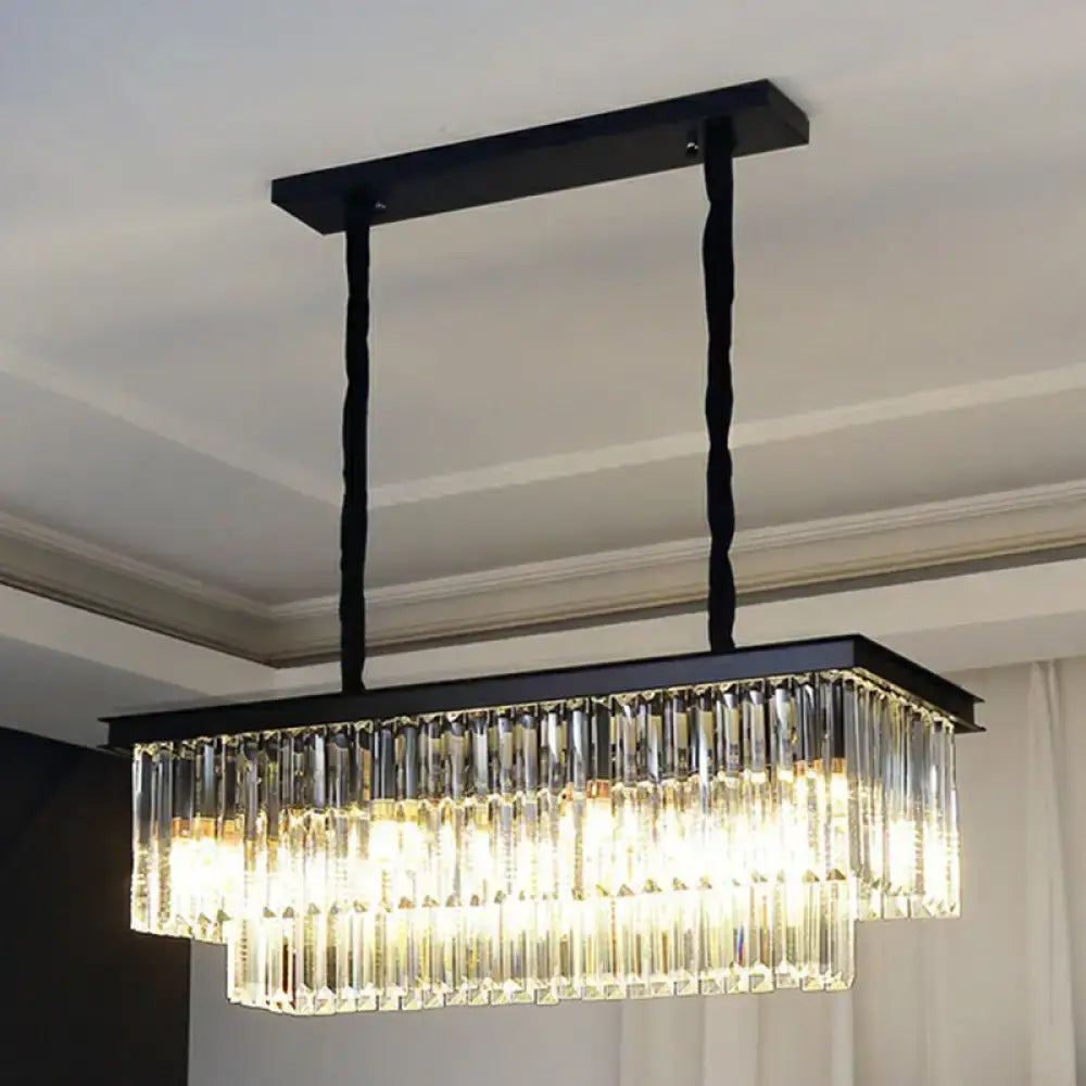 Minimalist black prismatic crystal pendant light kitchen island