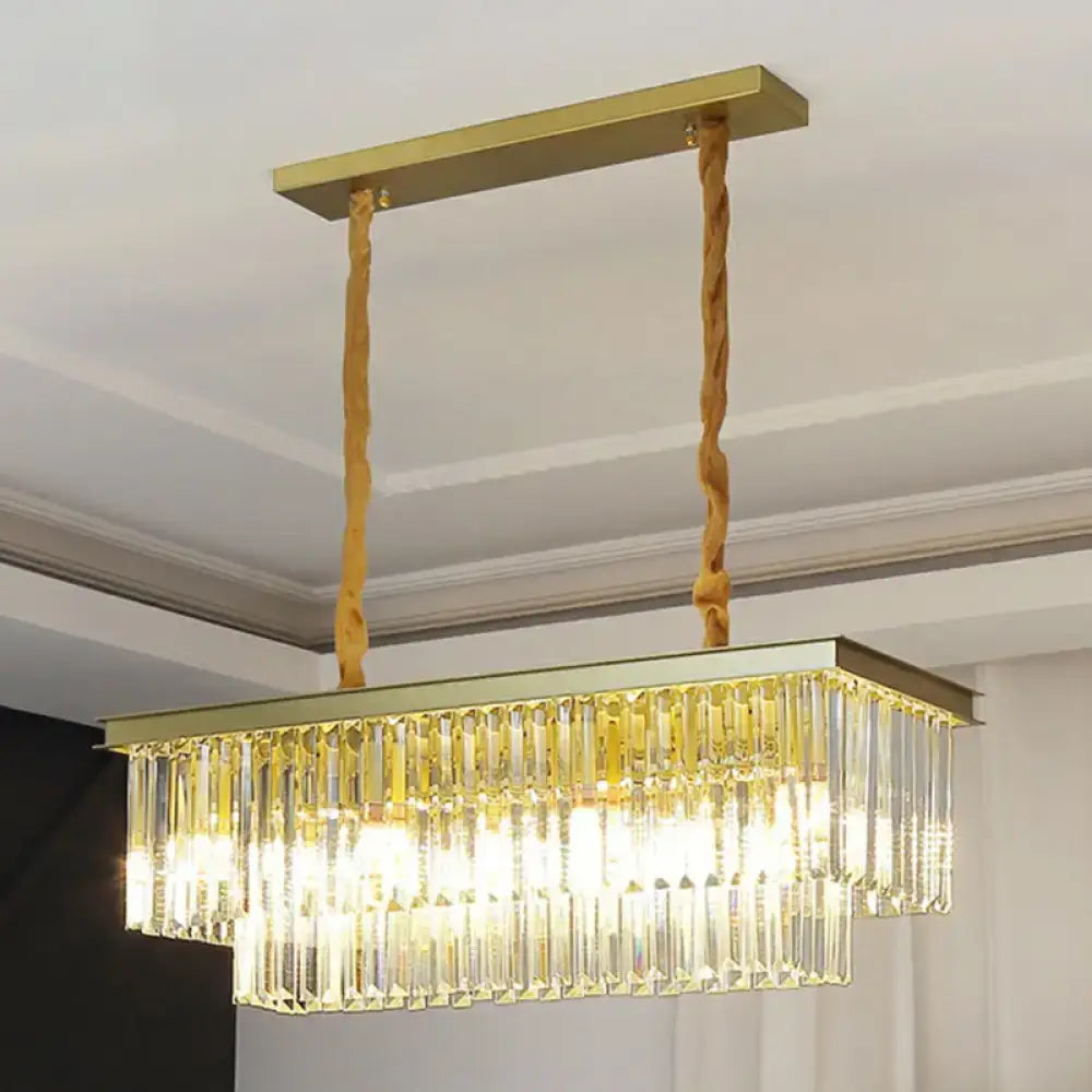 Minimalist black prismatic crystal pendant light kitchen island