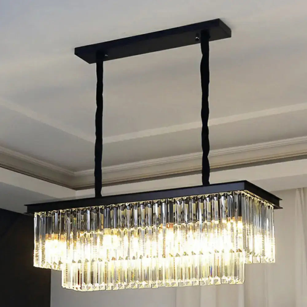 Minimalist black prismatic crystal pendant light kitchen island
