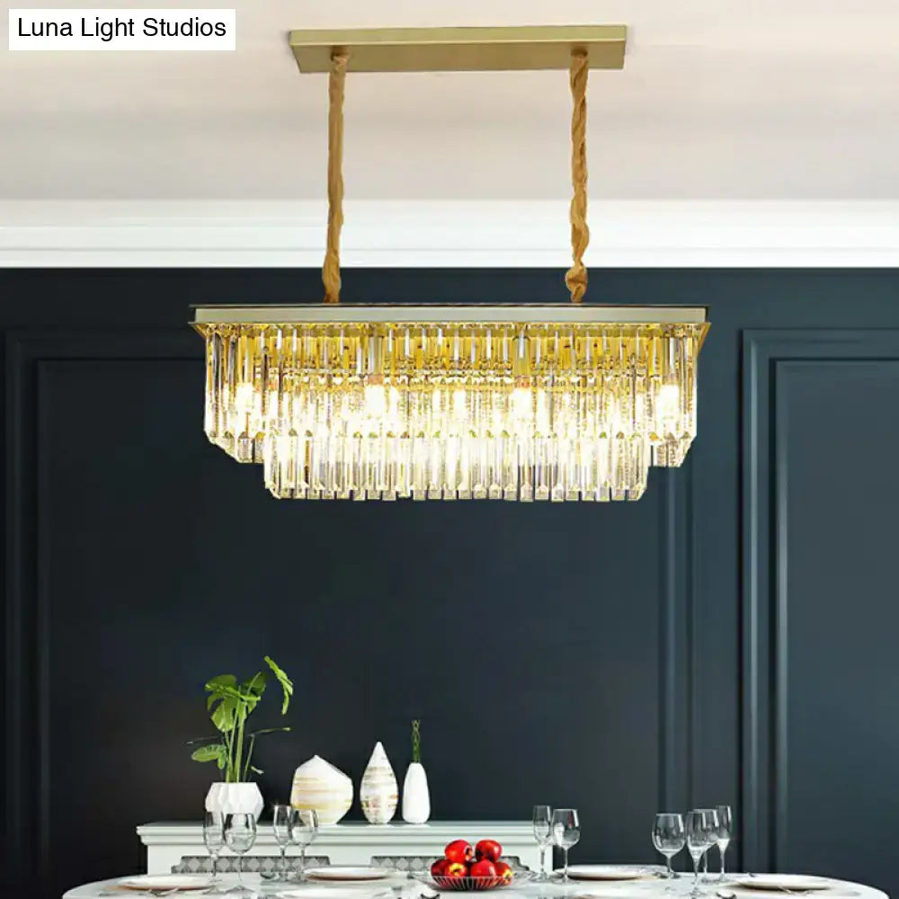 Minimalist black prismatic crystal pendant light kitchen island