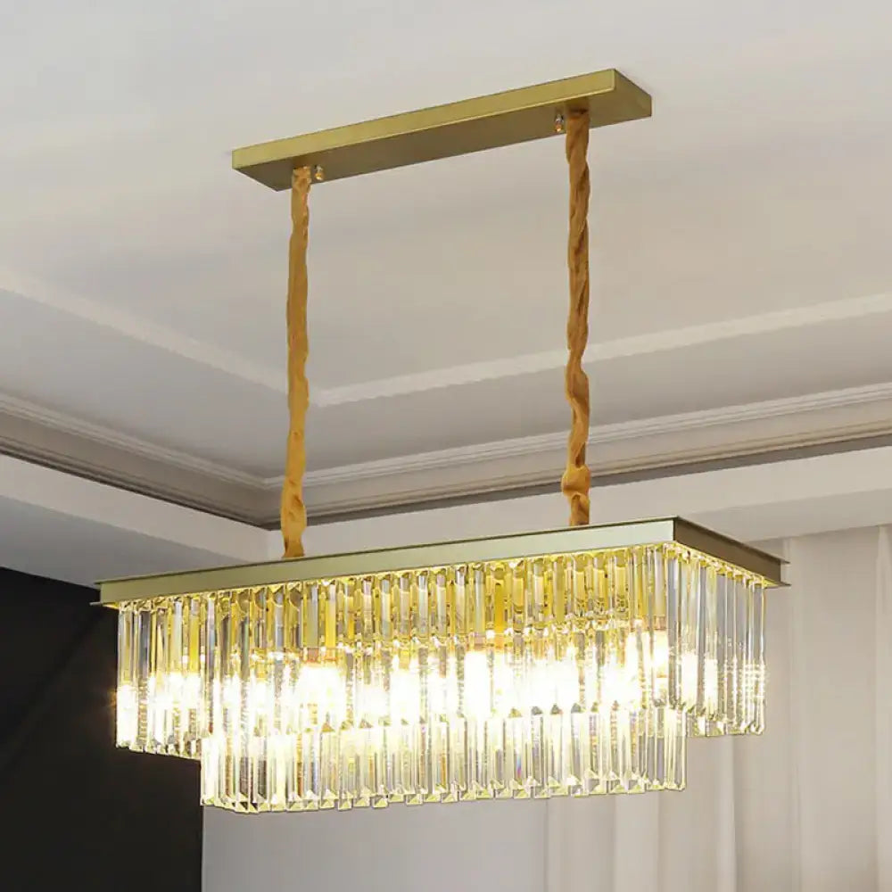Minimalist black prismatic crystal pendant light kitchen island