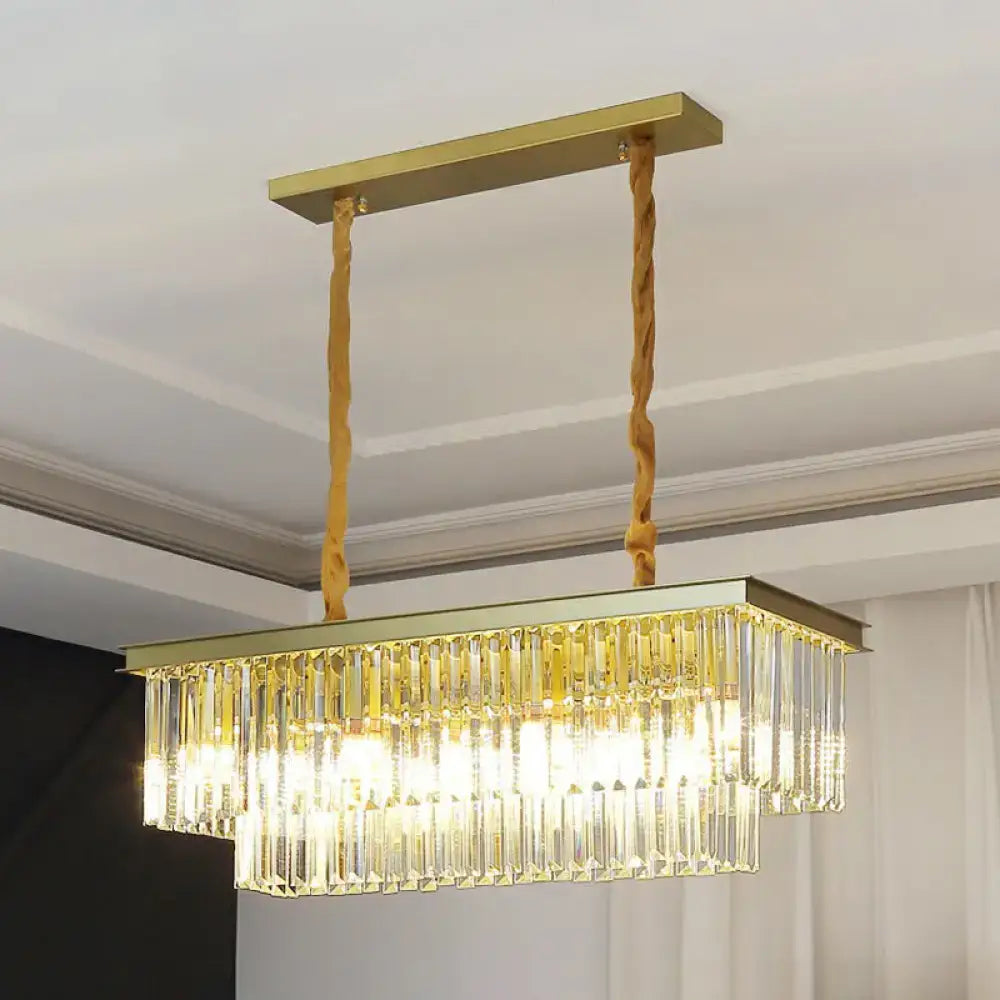 Minimalist black prismatic crystal pendant light kitchen island