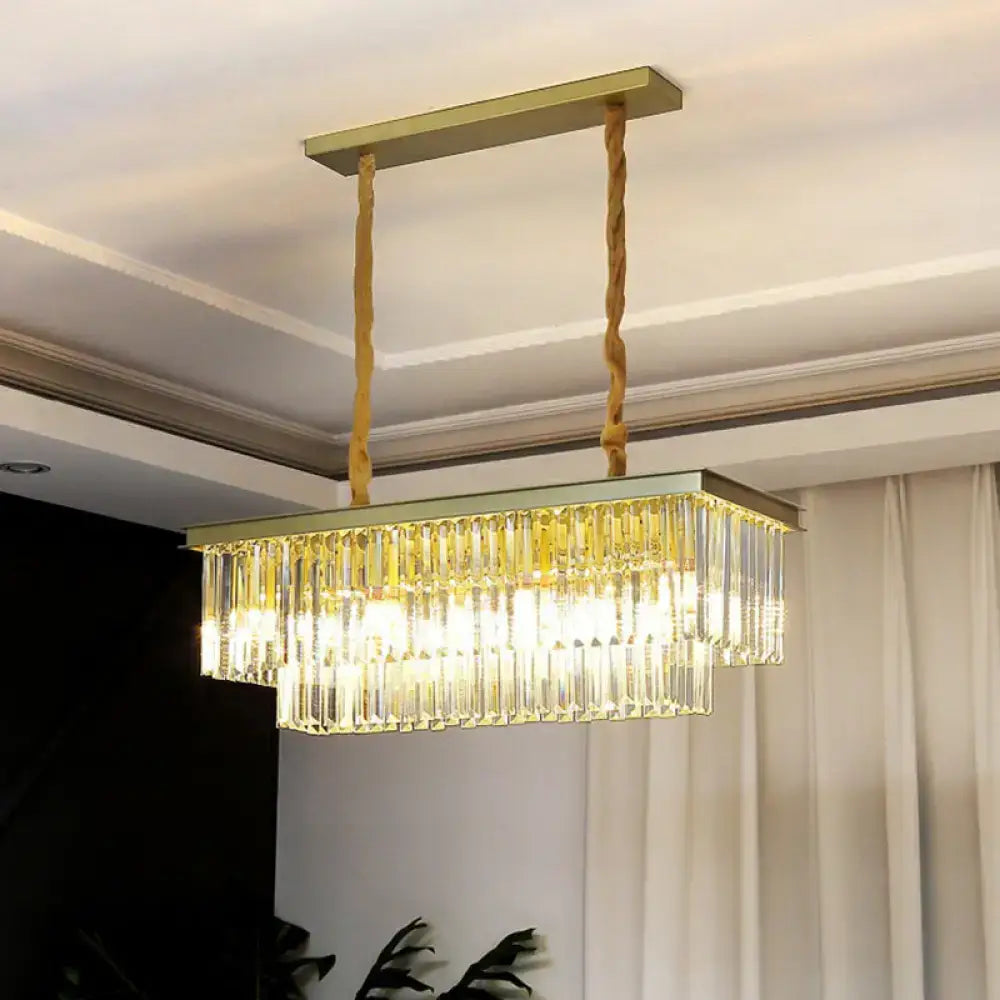 Minimalist black prismatic crystal pendant light kitchen island
