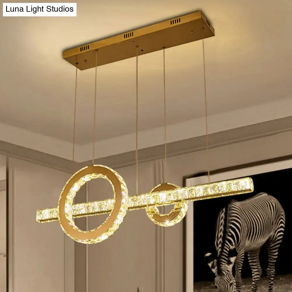 Minimalistic led gold crystal pendant light dining room 110v-120v