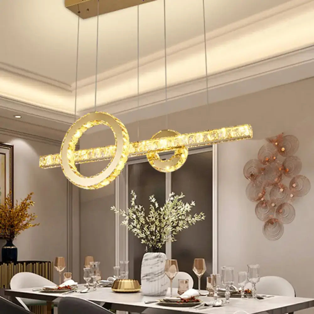 Minimalistic led gold crystal pendant light dining room 110v-120v