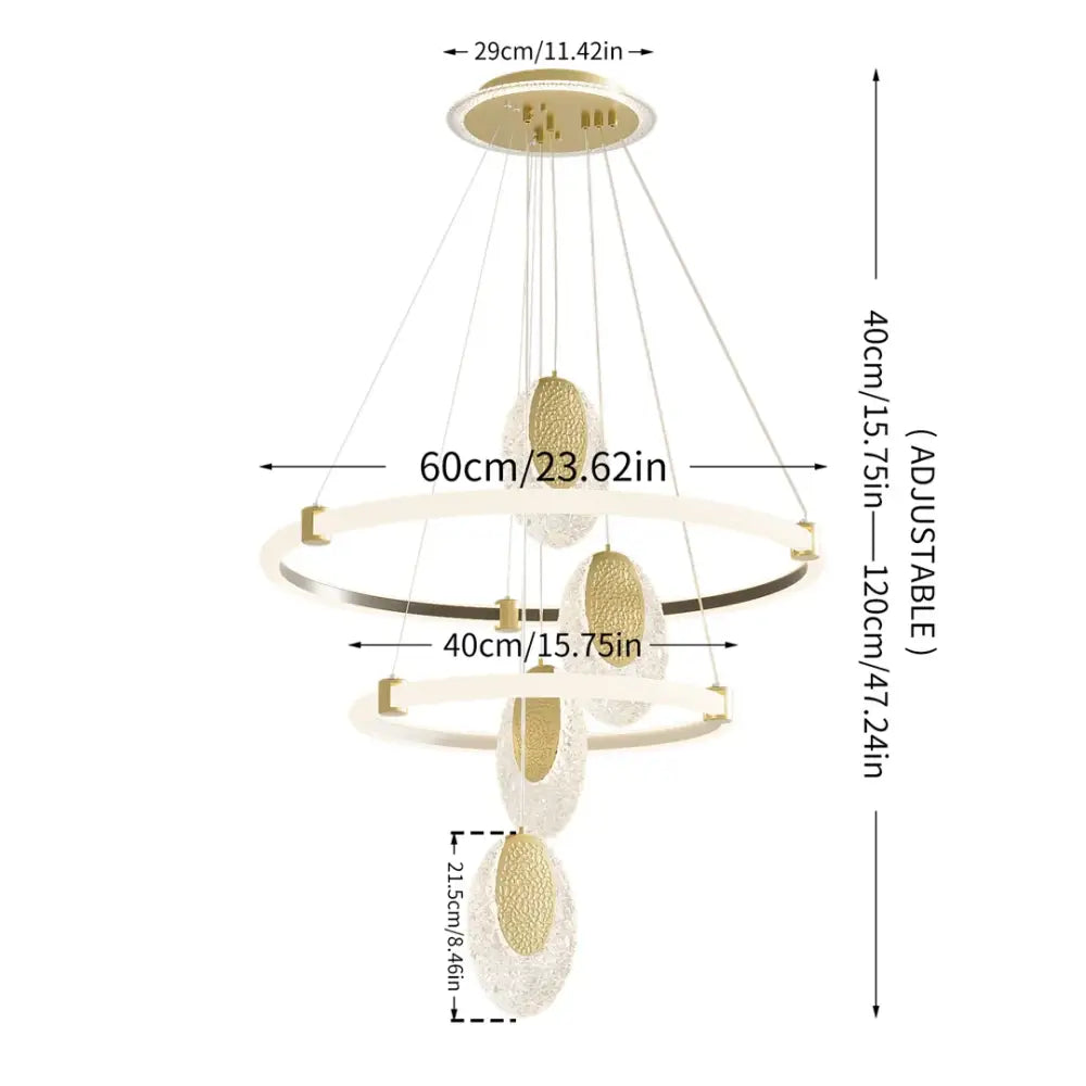 Modern gold circular led rings chandelier dining room acrylic accents