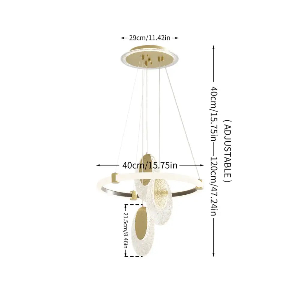 Modern gold circular led rings chandelier dining room acrylic accents