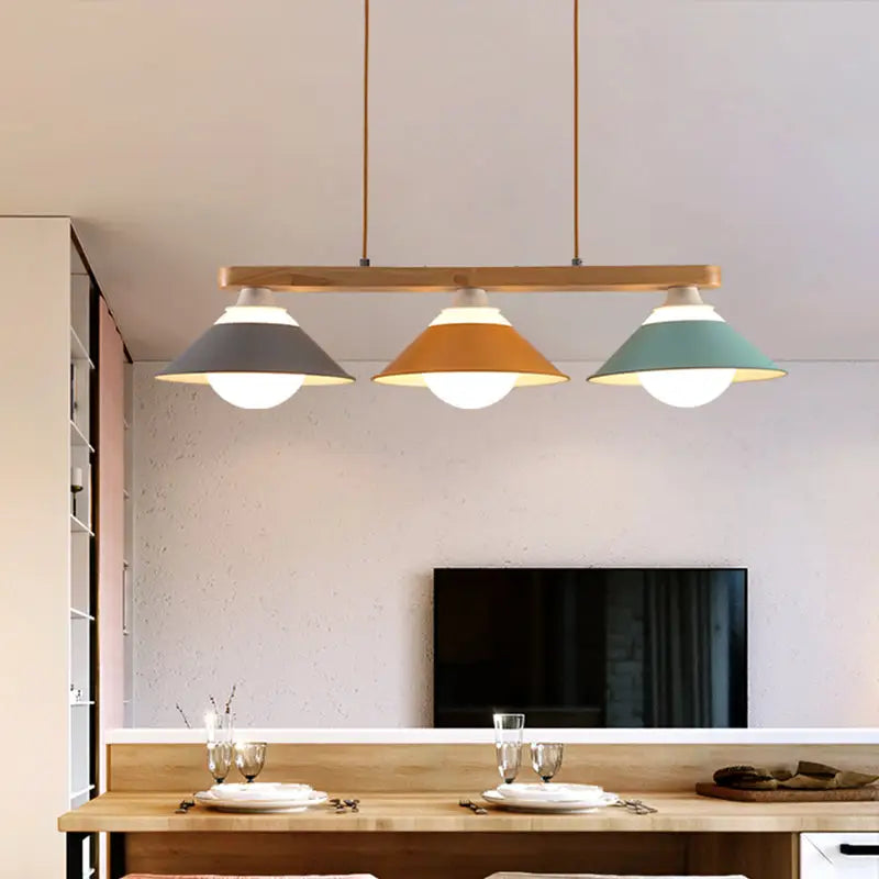 Modern multi color 3 light island pendant kitchen e26 e27 wood beam