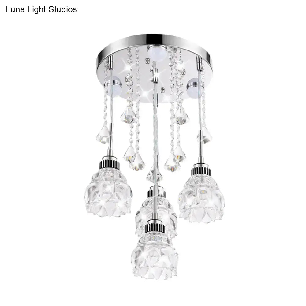 Modern chrome crystal shade pendant light – living room 110v-120v
