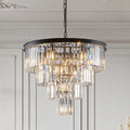 Modern 4 tier black crystal chandelier dining room pendant light