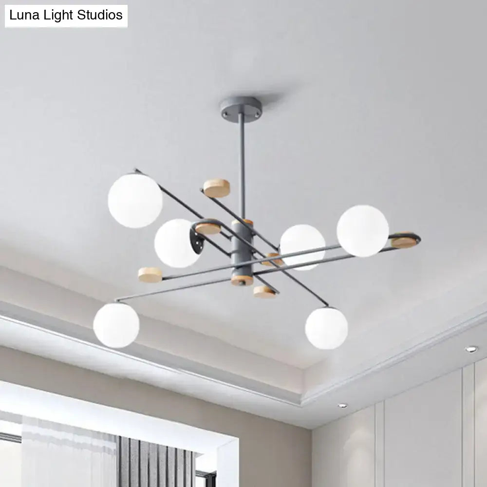 Modern black and grey frosted glass globe chandelier living room light