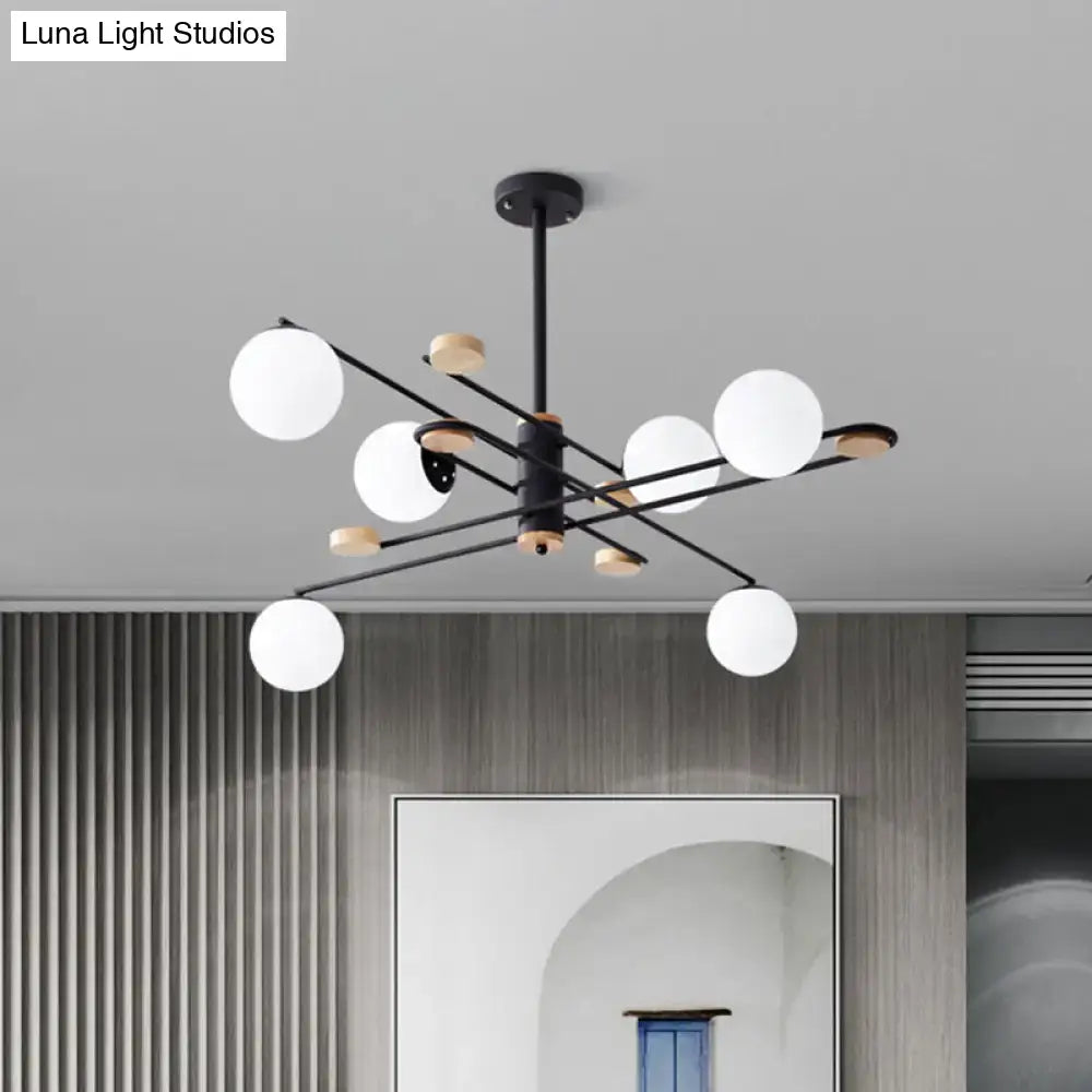 Modern black and grey frosted glass globe chandelier living room light