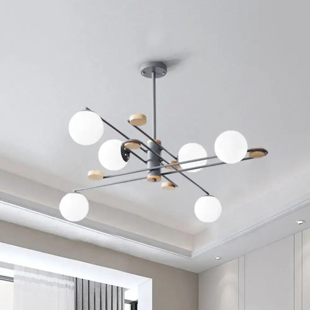 Modern black and grey frosted glass globe chandelier living room light