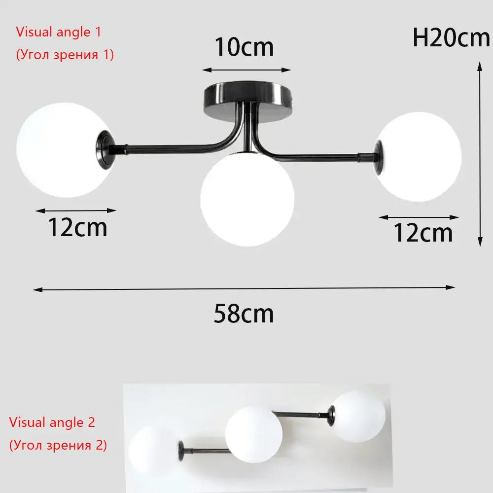 Modern brass ball ceiling light for living room with frosted glass