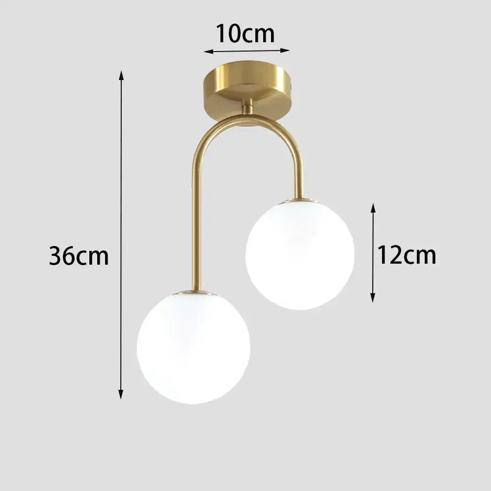 Modern brass ball ceiling light for living room with frosted glass