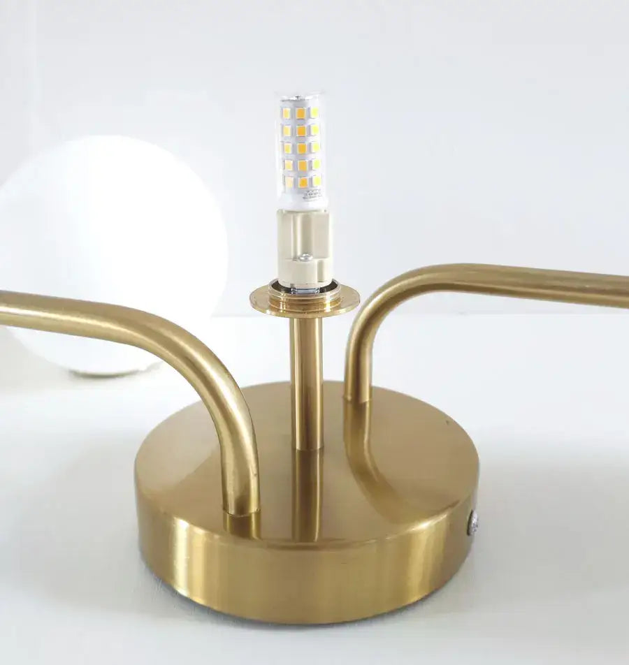 Modern brass ball ceiling light for living room with frosted glass