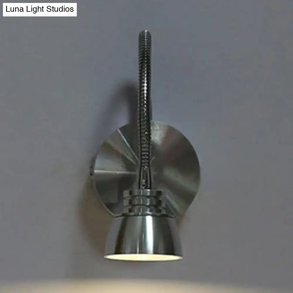 Modern chrome led wall light with adjustable arm – bedroom sconce