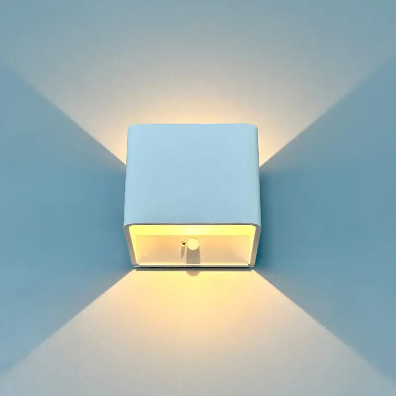 Modern black square battery operated wall sconce bedroom light