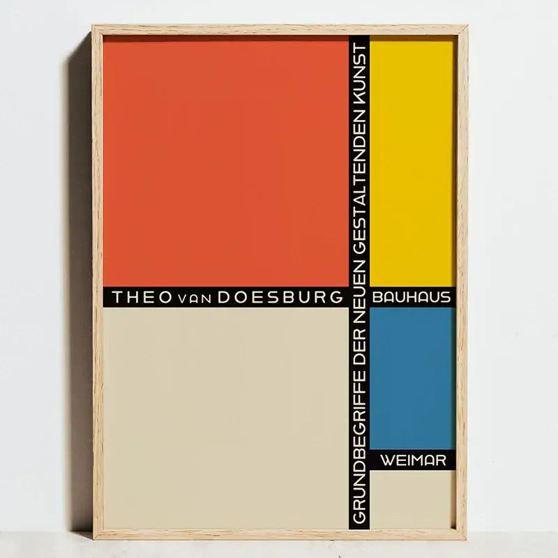 Modern bauhaus exhibition posters red & blue living room wall art