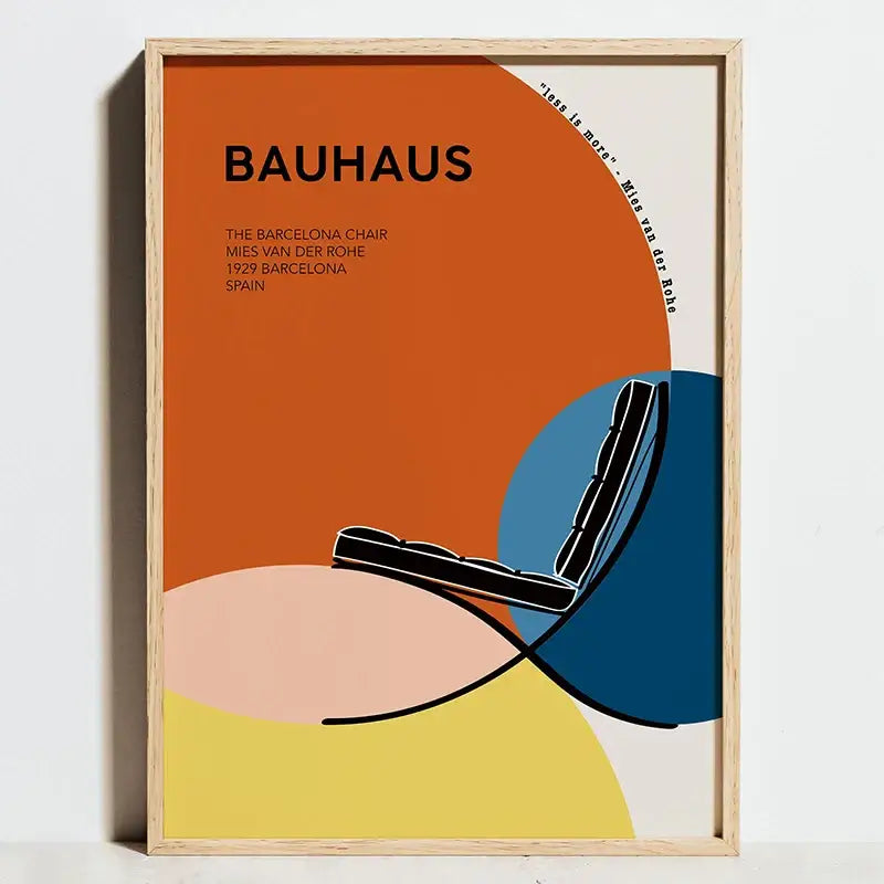 Modern bauhaus exhibition posters orange & black living room art