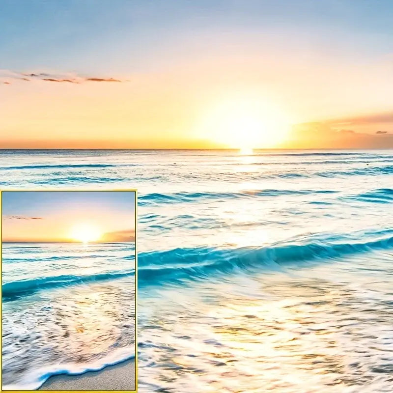 Modern beach sunset canvas wall art set living room decor