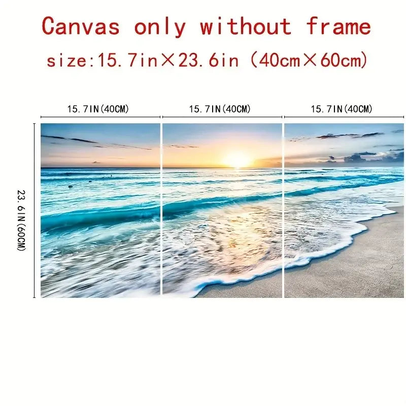 Modern beach sunset canvas wall art set living room decor