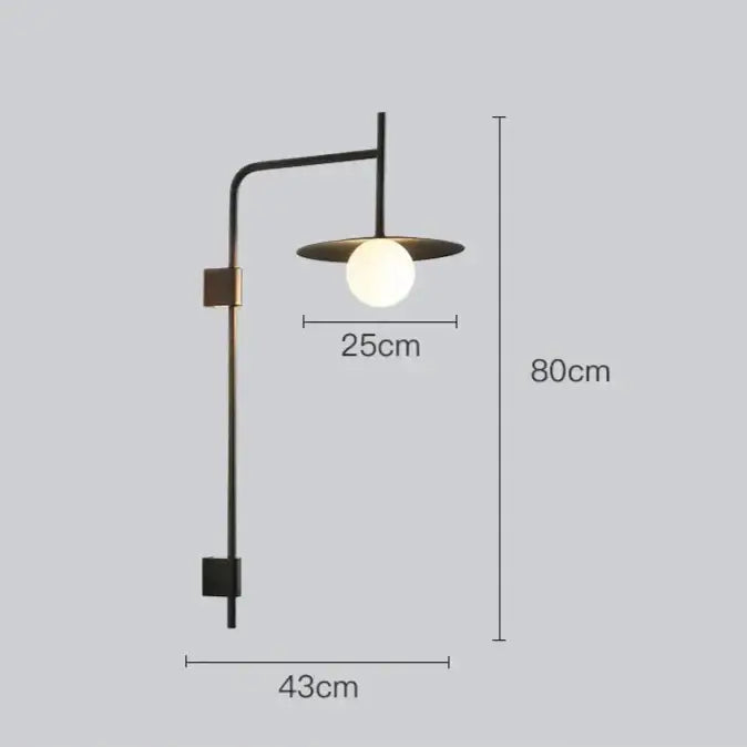 Modern matte black disc bedside wall light bedroom sconce