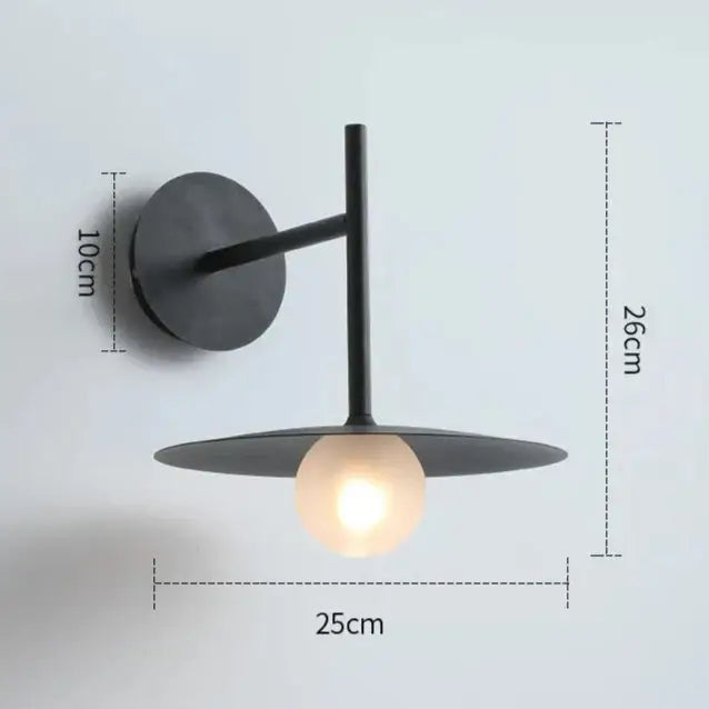 Modern matte black disc bedside wall light bedroom sconce