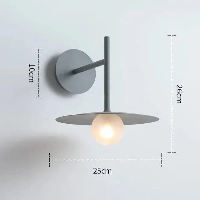 Modern matte black disc bedside wall light bedroom sconce